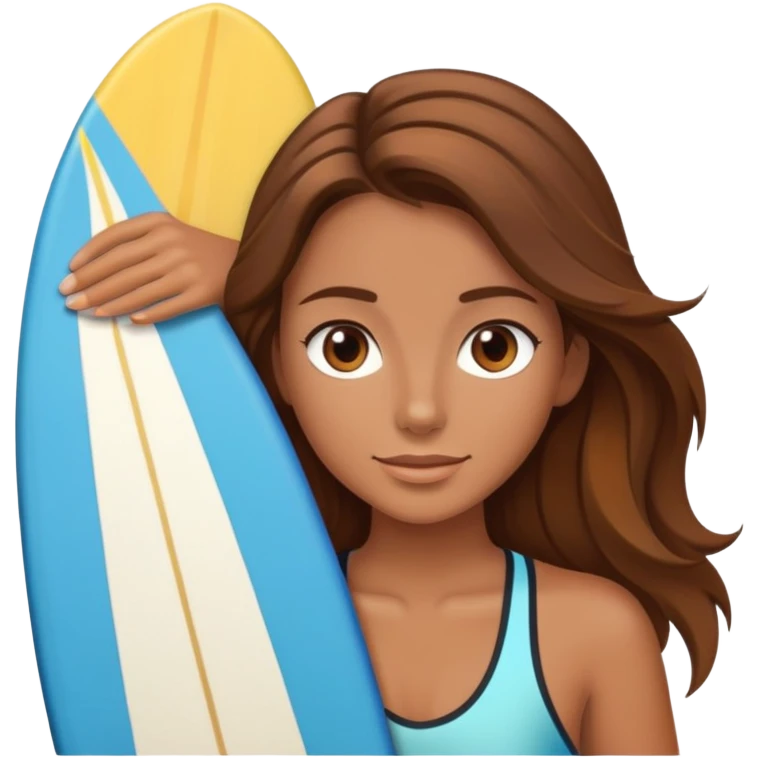 beautiful Surfer girl on the board with brown hair emoji