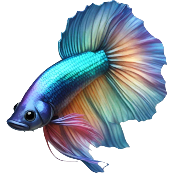 Pretty iridescent long fin betta fish realistic emoji