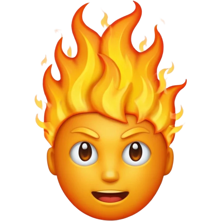 Make it look like a normal emoji just with burning head🙂🔥 cobine the two put the fire on topp of the head nothing more nothing less emoji