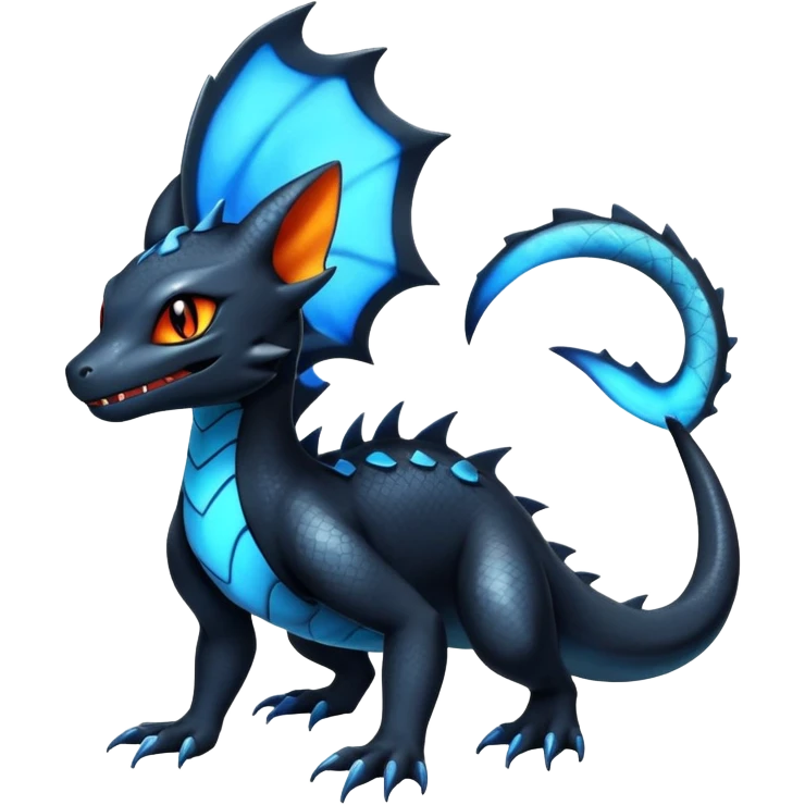 Shiny Salandit-Umbreon-Charmeleon-Fakémon-hybrid-creature (full body)  emoji