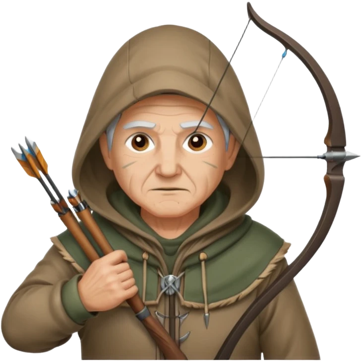 Archer âgé capuche position tir emoji