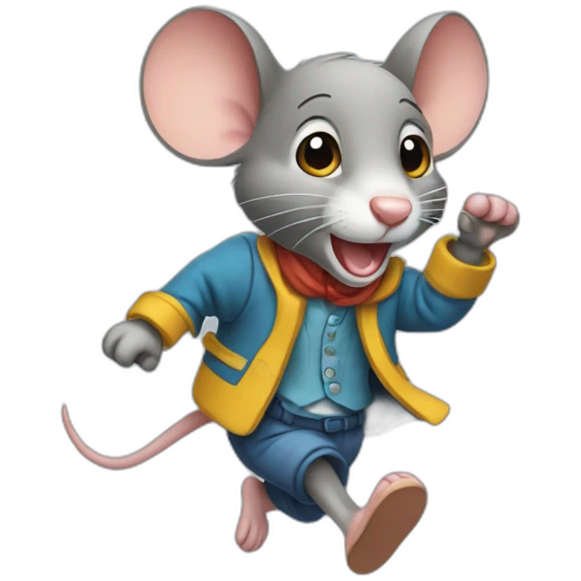 mouse dressed in clothes running like a human emoji