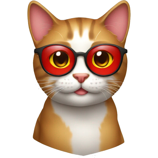 Gato com óculos vermelho  emoji