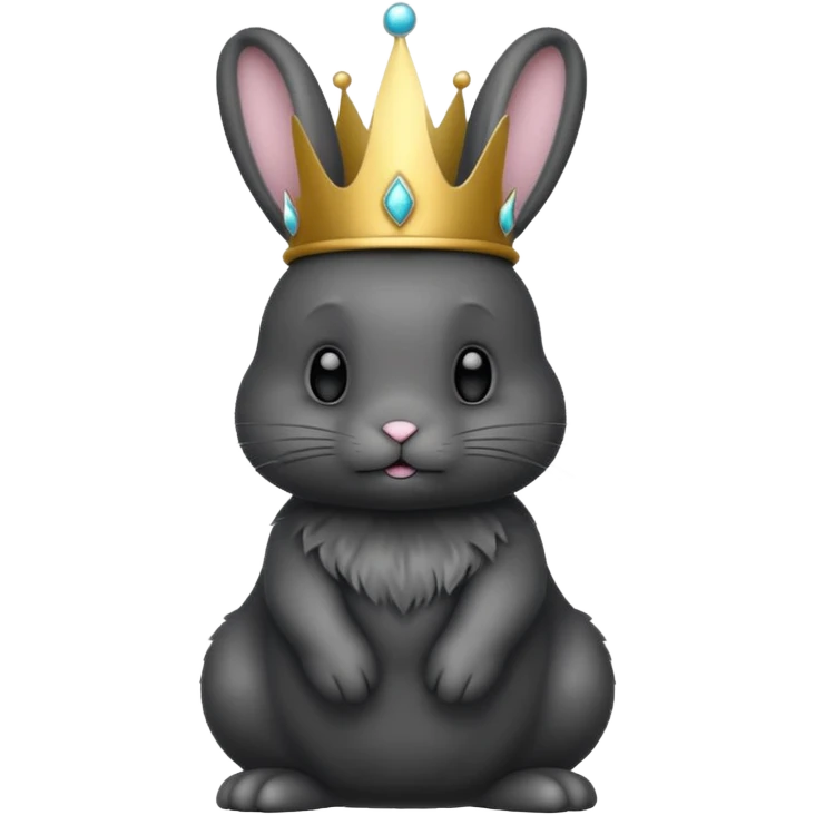 black bunny with silver crown emoji