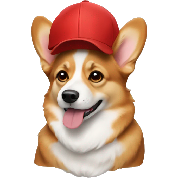a corgi dog using red cap emoji