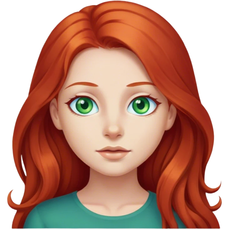 girl with long redhead, with green blue eyes emoji