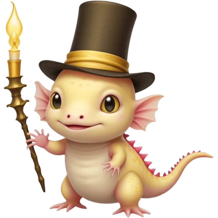 light yellow axolotl with magician hat emoji