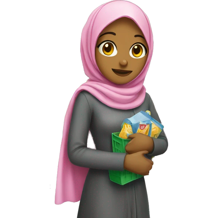 A girl wearing a hijab shopping emoji