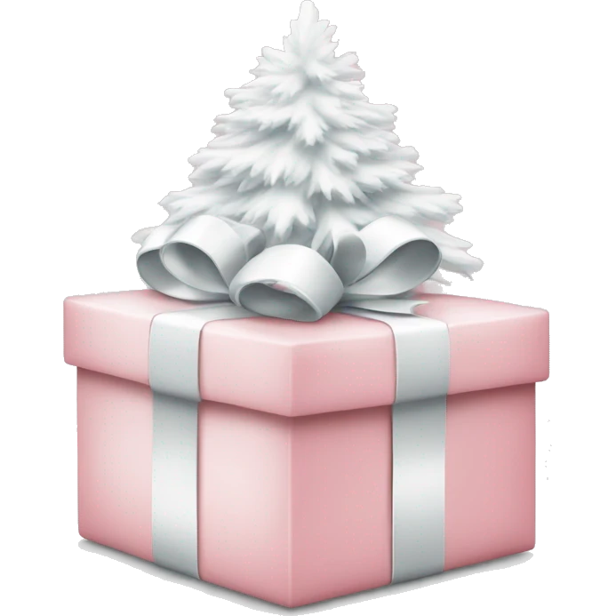 Light pink Christmas gifts under a white Christmas tree  emoji