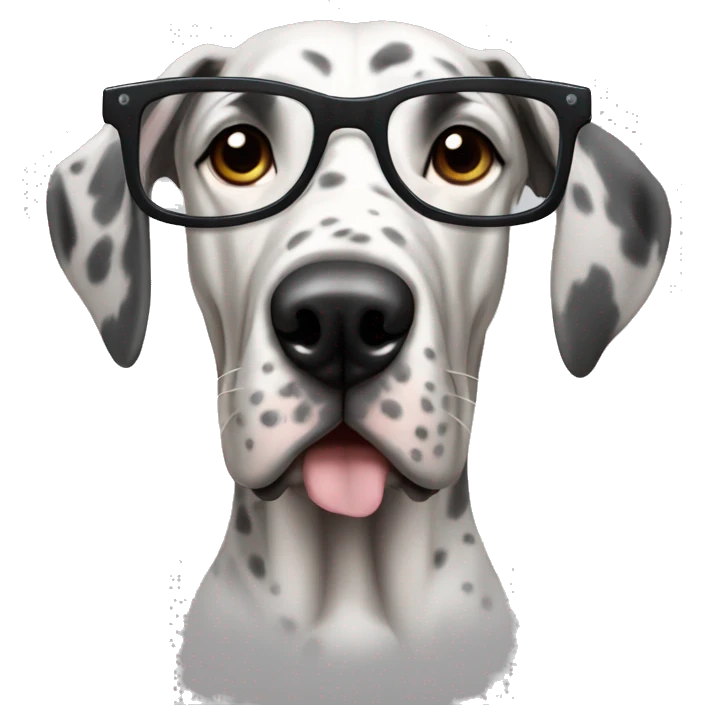 merle great dane with glasses emoji