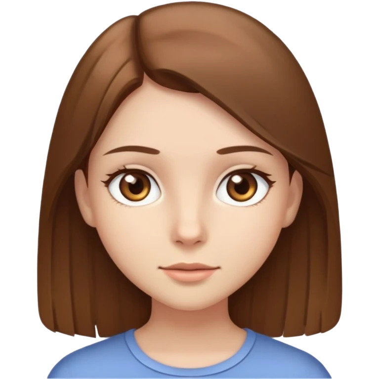 Girl with brown straight hair and light brown eyes emoji