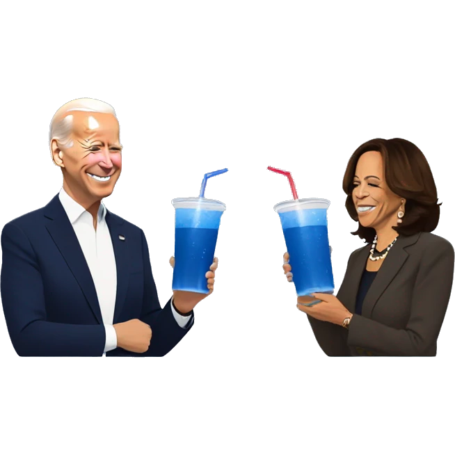 Joe Biden and Kamala Harris drinking blue juice  emoji
