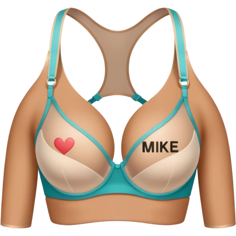 Transparent bra written mike on left chest emoji