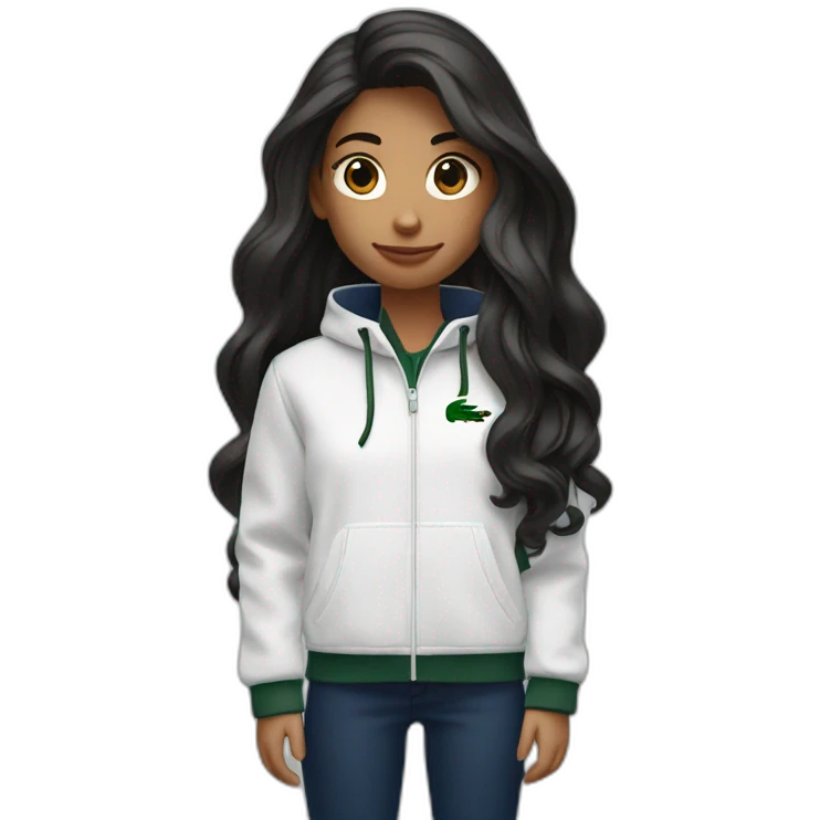 Lacoste bag assina girl with long hair with black lacoste windbreaker emoji
