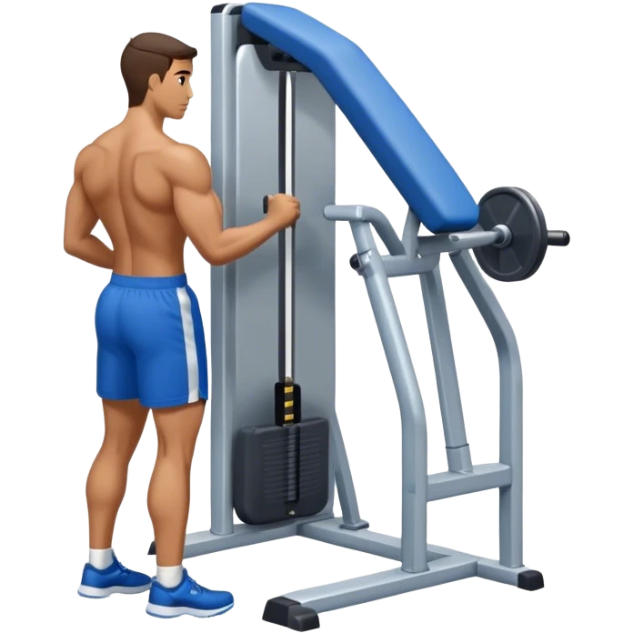 man with blue shorts using side-deltoid-machine emoji