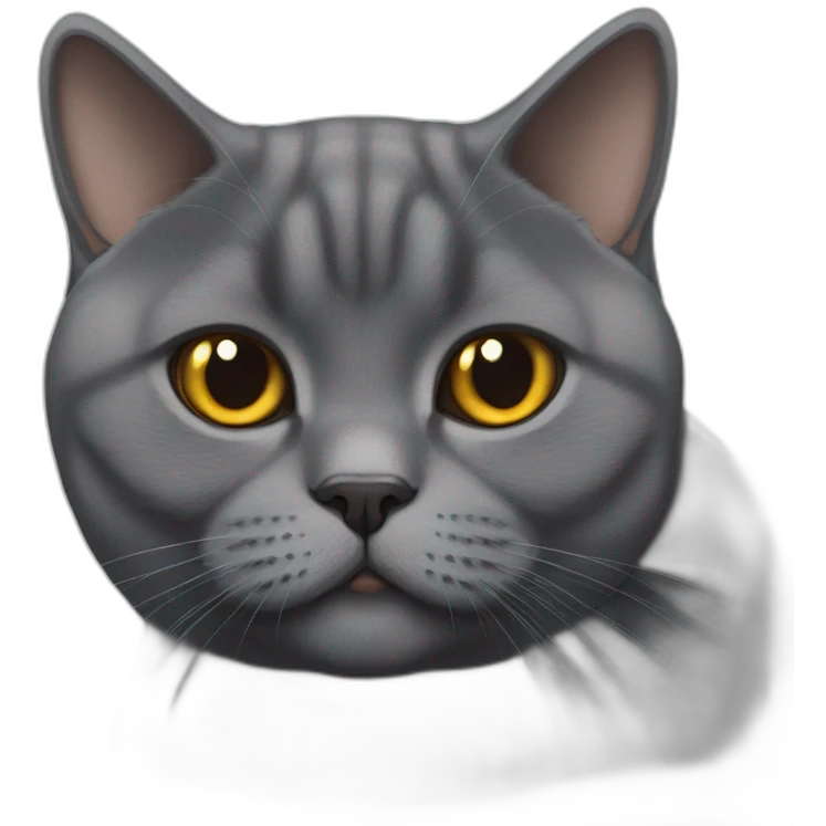 fat dark grey british shorthair cat with caramel eyes emoji