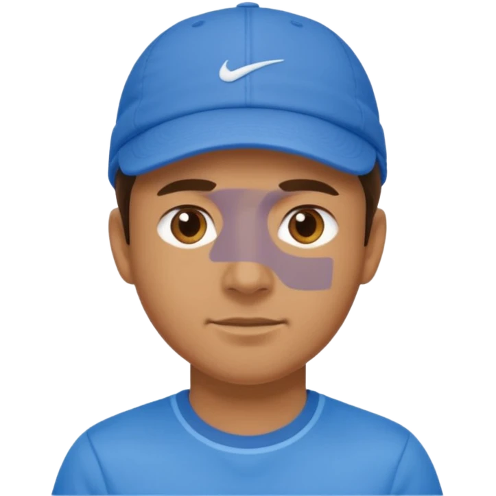 blue tennis hat and blue tshirt man emoji