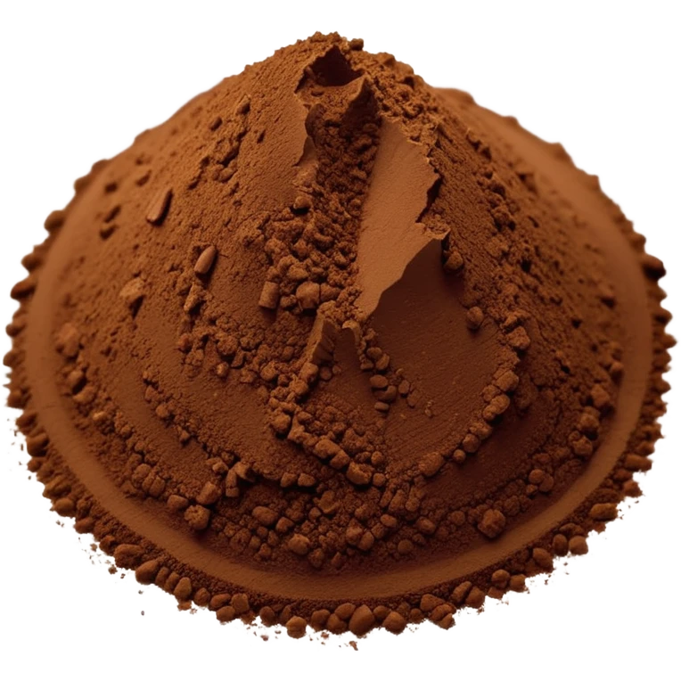 loose mound of finely ground dark brown chicory powder with soft matte texture, slightly uneven edges, gently rippled surface, light earthy grind, no scoop or jar, emoji scale, soft lighting, subtle shadows emoji