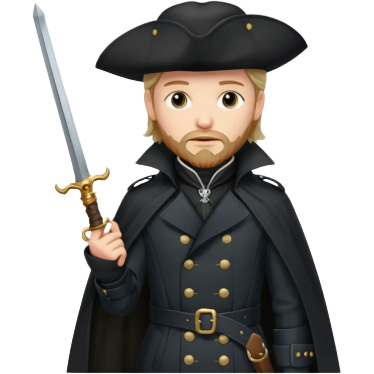 Athos, musketeer in black trench coat emoji