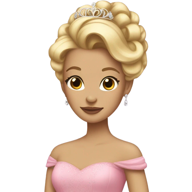 Princess with pink ballgown and light skin and big blonde hair updo pretty detailed realistic  emoji