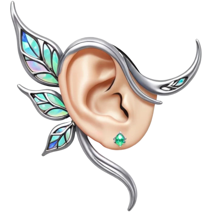 Elvish iridescent fae shiny sparkly translucent diaphanous ear climber ear cuff ear piece apparel emoji