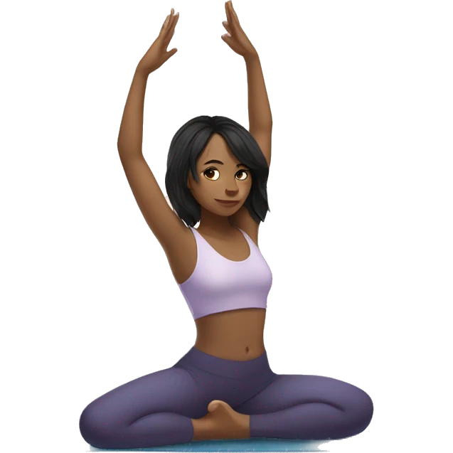 Girl with black hair and light skin doing yoga emoji