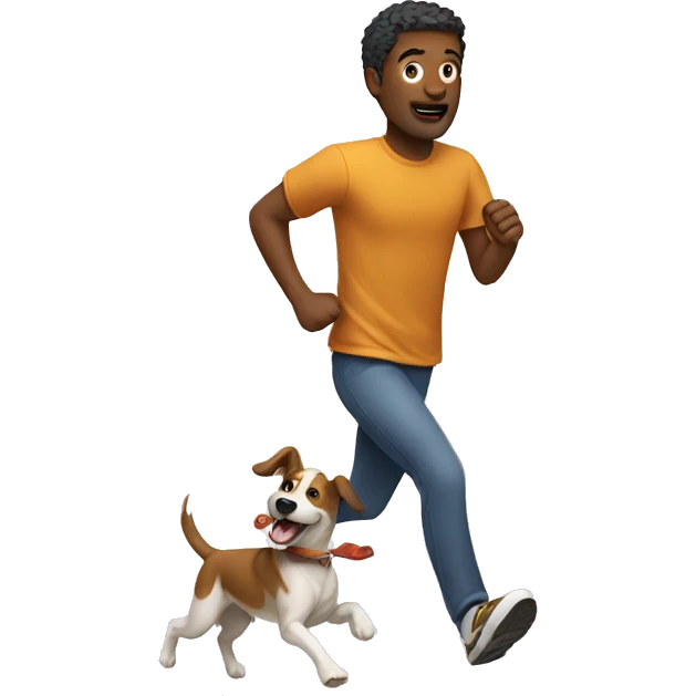 Man run with dog emoji