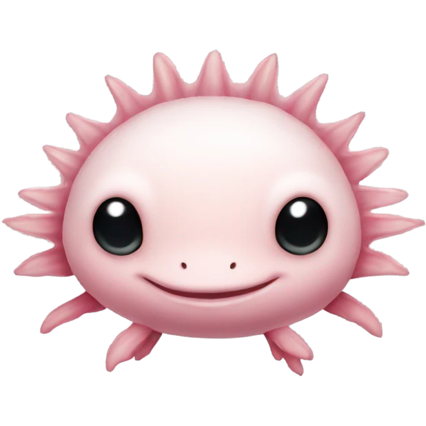Axolotl with long body and tail fluffy gills emoji