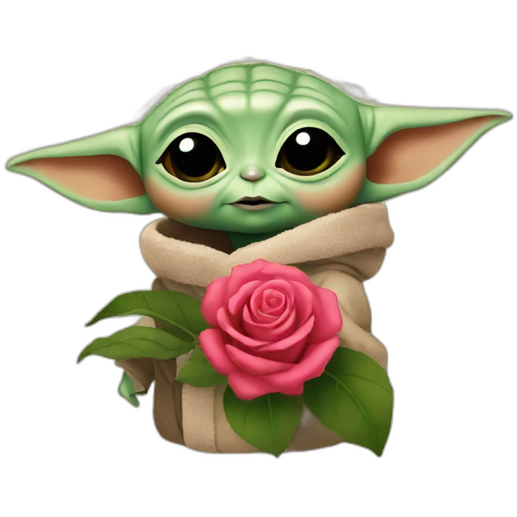 baby yoda with rose emoji