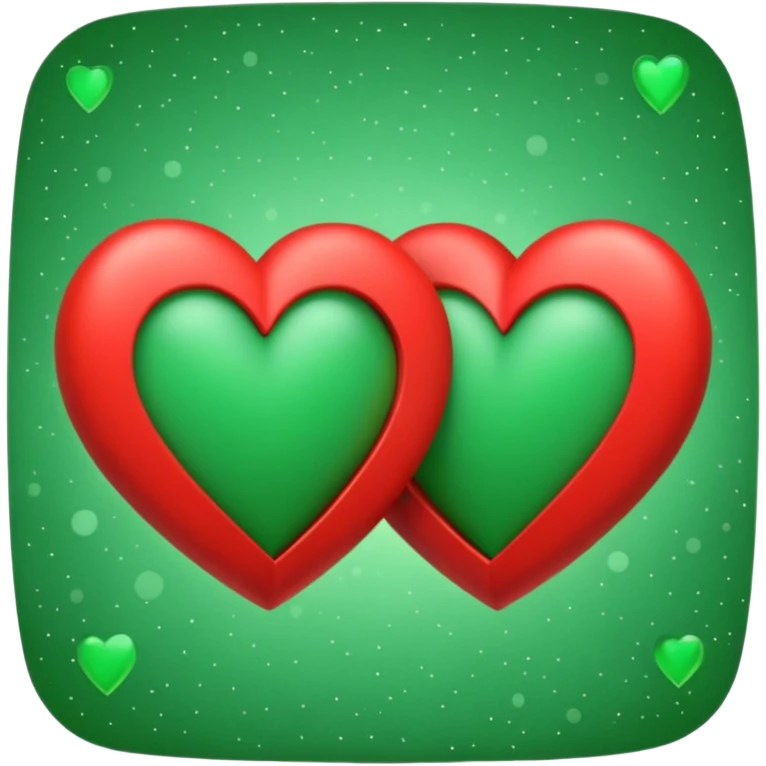 two hearts orbiting around each other like binary stars. one is red, the other is green emoji