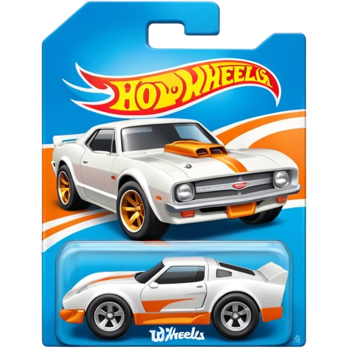 Машинка HotWheels белого цвета в классической упаковке HotWheels. emoji