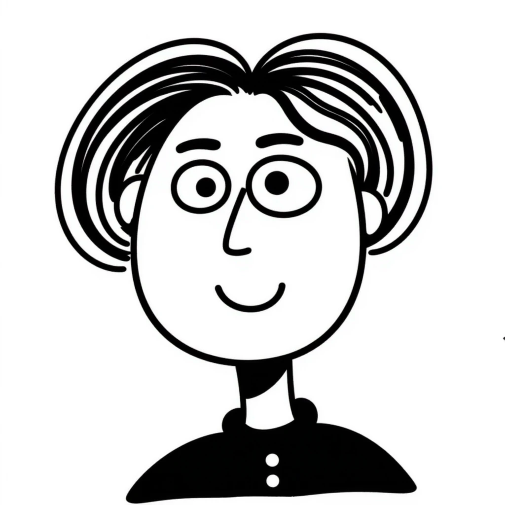 self-portrait transformed into abstract art, doodle style emoji