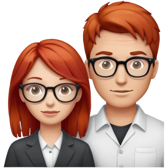 Red haired male with no glasses standing next to a redhead female with glasses ￼ emoji