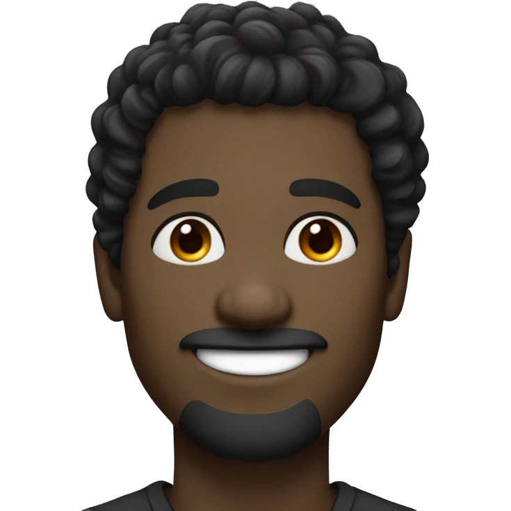 Black wavy hair man, white skin , small nose, small eyes, smiling, portrait emoji