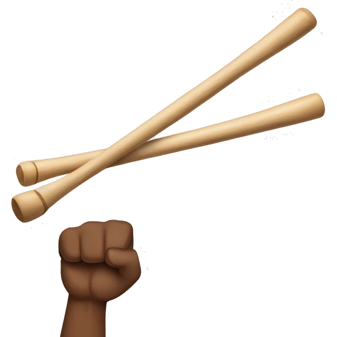 Pumped biceps while hand holding a pair of drum sticks emoji