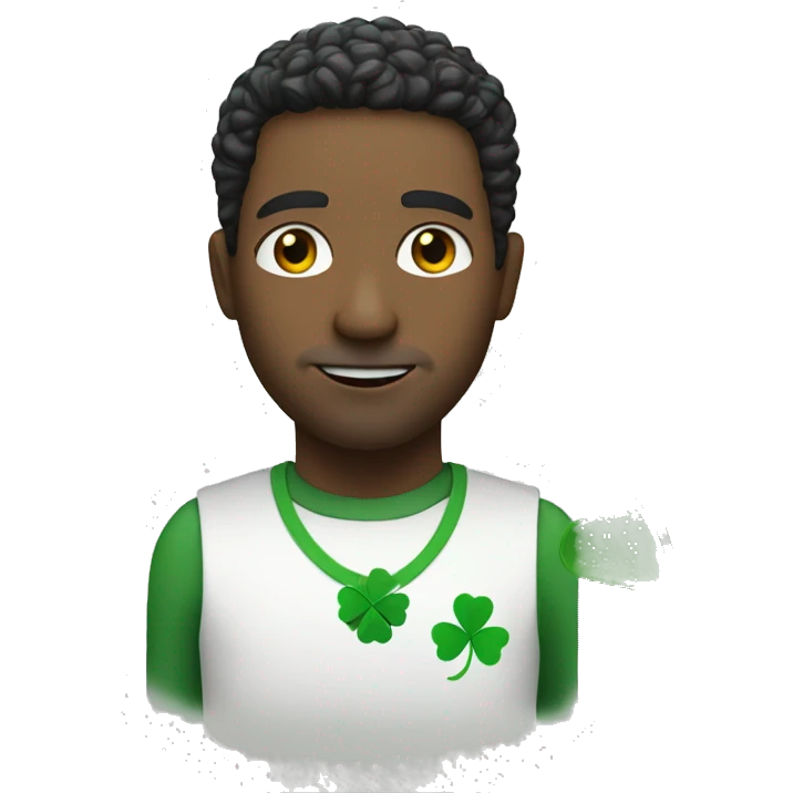 white man with four leaf clover emoji