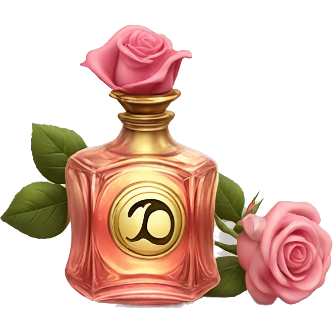 Rose magic sparkling old Antique oil perfume bottle with herbal and rose flowers emoji