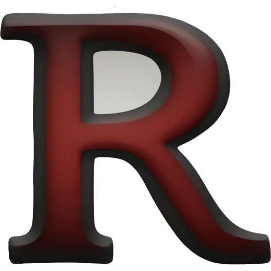 Letter-R-deep-red-and-black-colour emoji