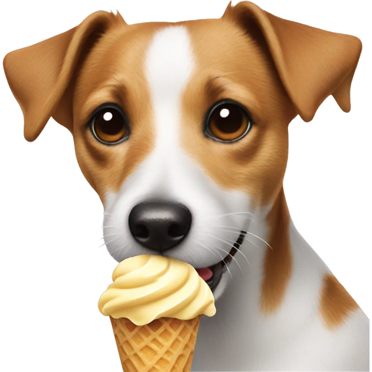 Jack russel terrior eating ice cream emoji