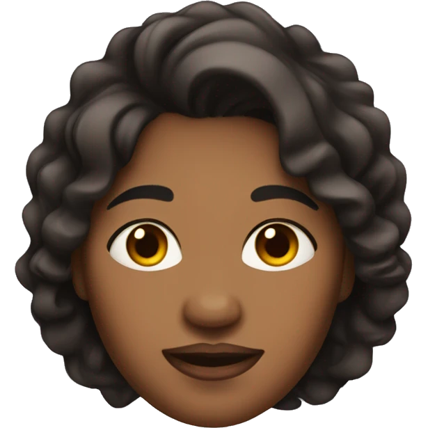 Brown-skinned, female, overweight, with wrinkles, and black wavy hair. emoji