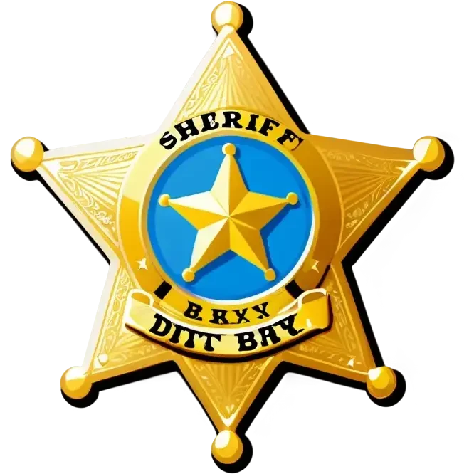 A sheriff badge that says Dirty Barry emoji