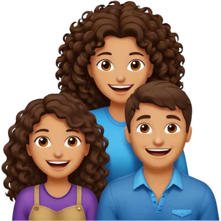 two people. one woman with long curly dark brown hair. one man with brown hair that goes up. they are laughing emoji