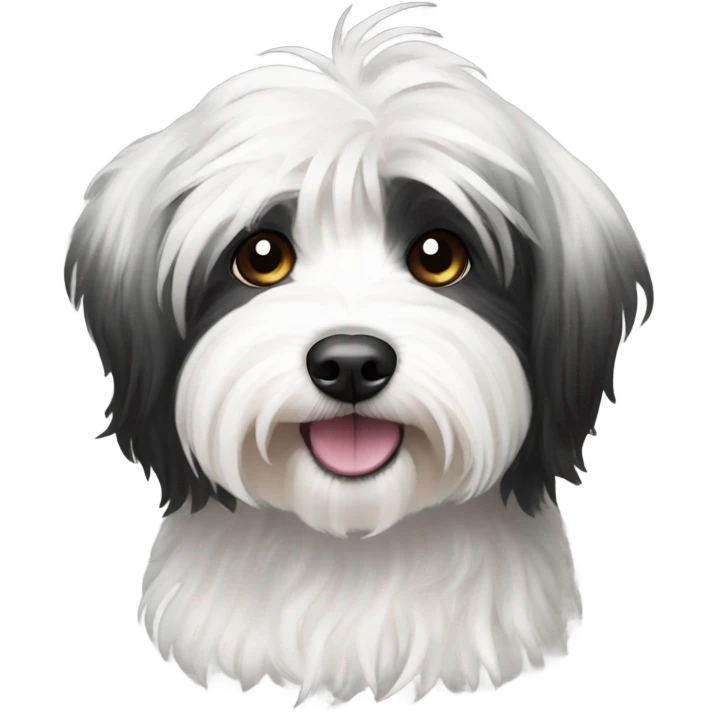 Black and white havanese emoji
