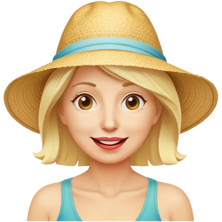 Silly Blonde middle aged woman on beach emoji