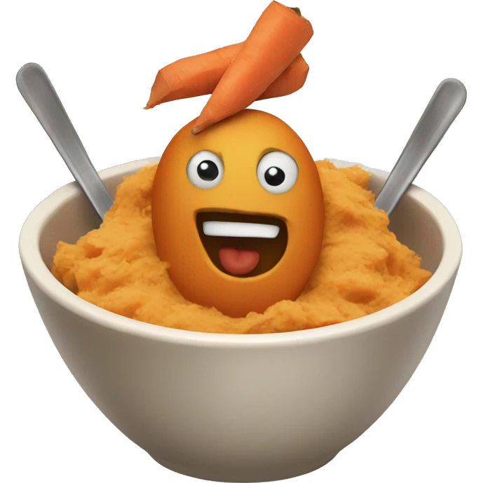 mashed sweet potatoes in a bowl with chicken emoji