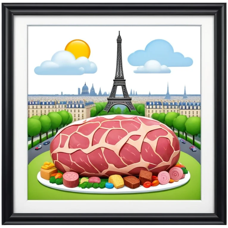  paris art city SPAM meat jeff koons style sculpture arty landscape  emoji