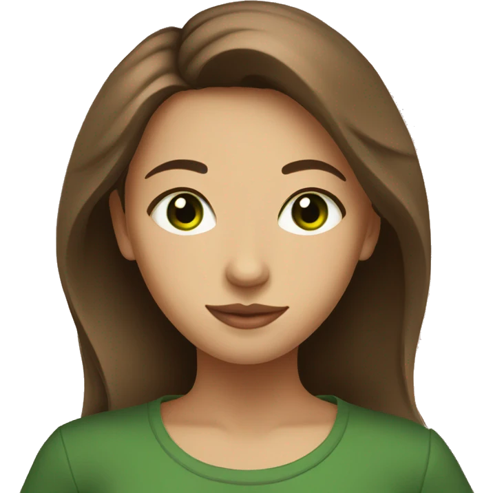 brown and medium hair girl with green eyes drinking tea emoji