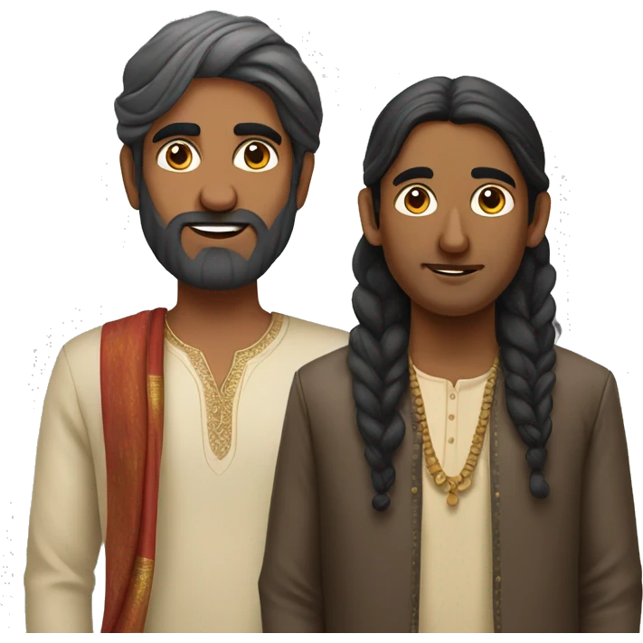 North Indian man and South Indian man emoji