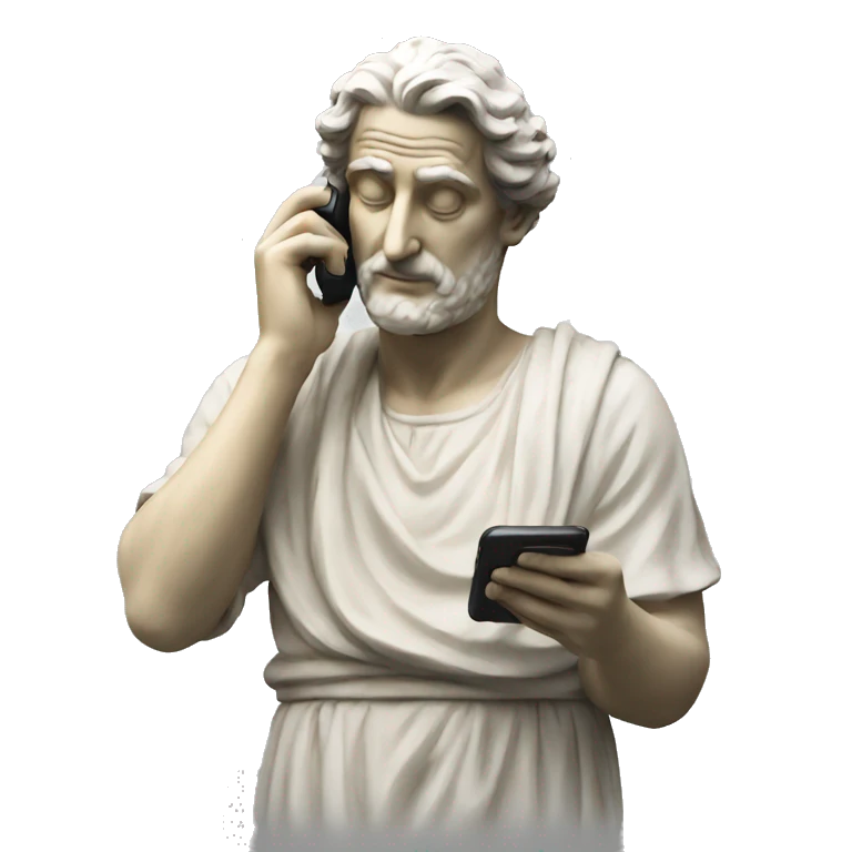italian statue watching phone emoji