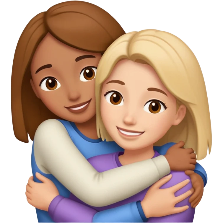 ￼ una amiga abrazada con su otra amiga feliz emoji